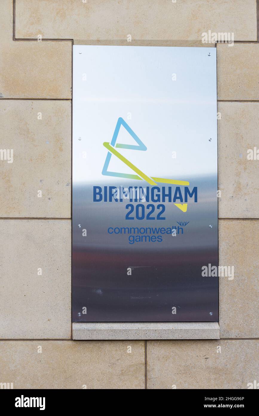 Placque da parete in acciaio inossidabile per i Giochi del Commonwealth di Birmingham 2022 Foto Stock