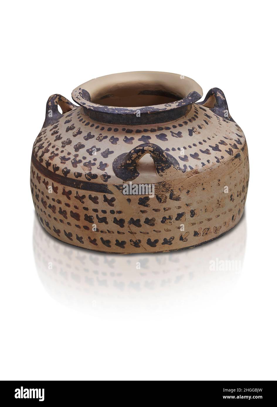 Ceramica micenea stronzata in alabastron, 1500 -1450 a.C., tomba di Batsourorachi 2. Museo del sito archeologico di Micene, Grecia. Foto Stock