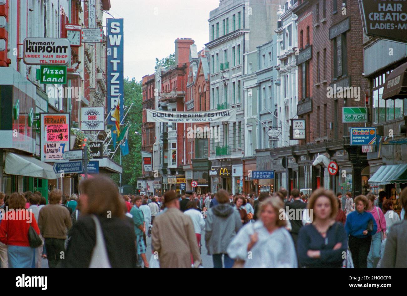 Grafton Street, 05 ottobre 1985, Dublino, Repubblica d'Irlanda Foto Stock