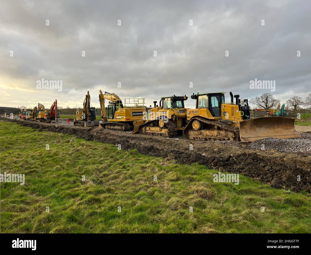 East West Railway Construction. Ferrovia di rete. Launton, Oxfordshire 30/01/22. Foto Stock