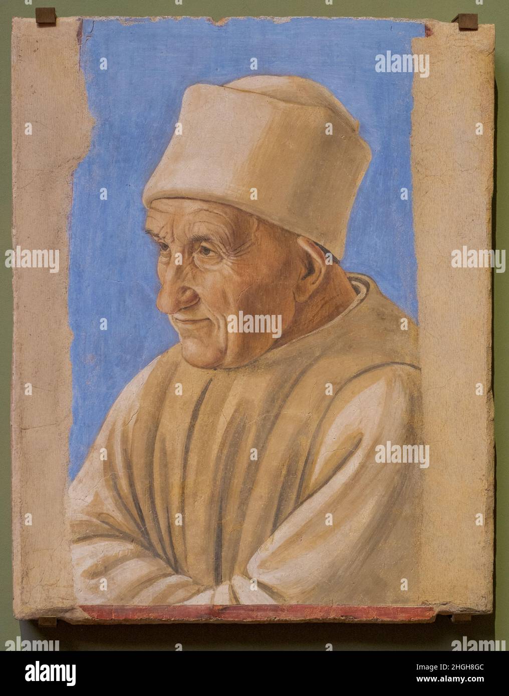 Pittore fiorentino anonimo, Ritratto dell'anziano del 15th° secolo; ultimo quarto del 15th° secolo; fresco in mattonella; Gallerie degli Uffizi, Firenze, Foto Stock