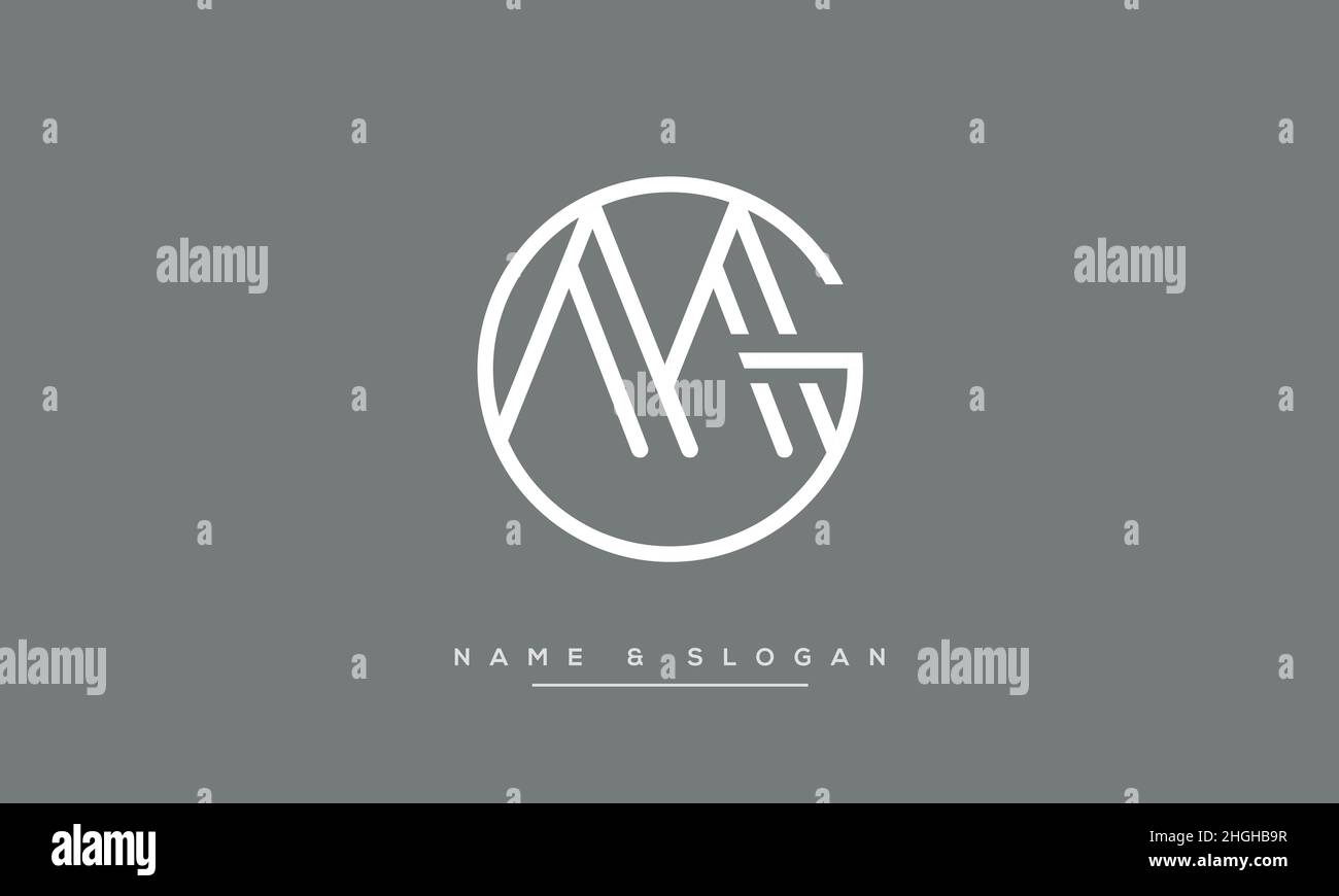 Moderna lettera astratta MG, logo GM design. Vettore icona basato su MG minimo, GM iniziale Illustrazione Vettoriale
