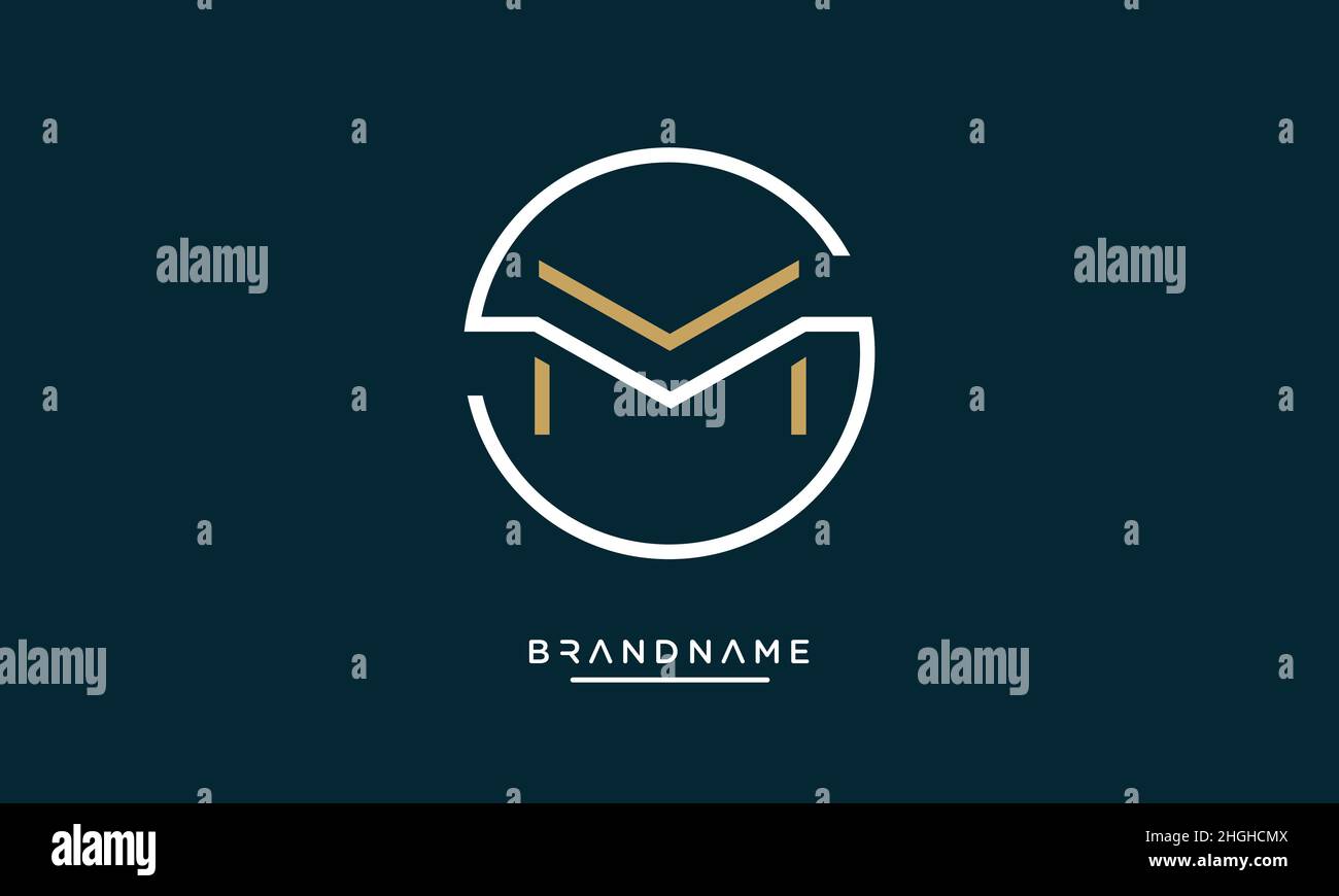 Moderna lettera astratta MS, SM logo design. MS minimo, SM vettore icona basato su iniziale Illustrazione Vettoriale