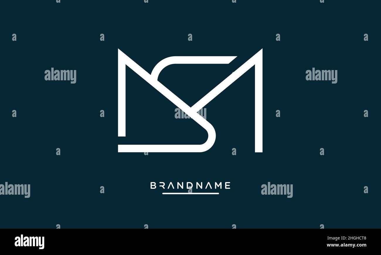 Moderna lettera astratta MS, SM logo design. MS minimo, SM vettore icona basato su iniziale Illustrazione Vettoriale