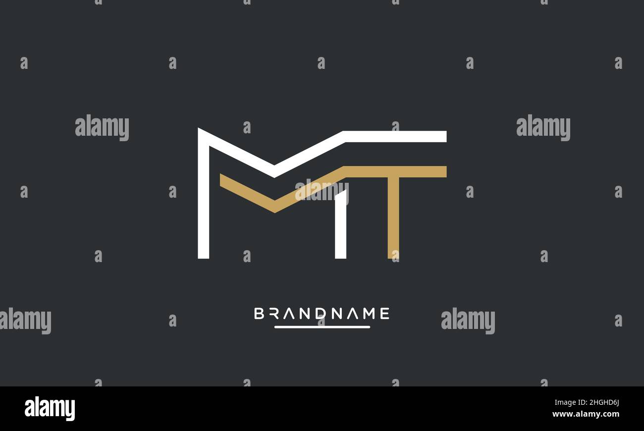 Moderna lettera astratta MT, logo TM. MT minimo, vettore icona basato su TM iniziale Illustrazione Vettoriale