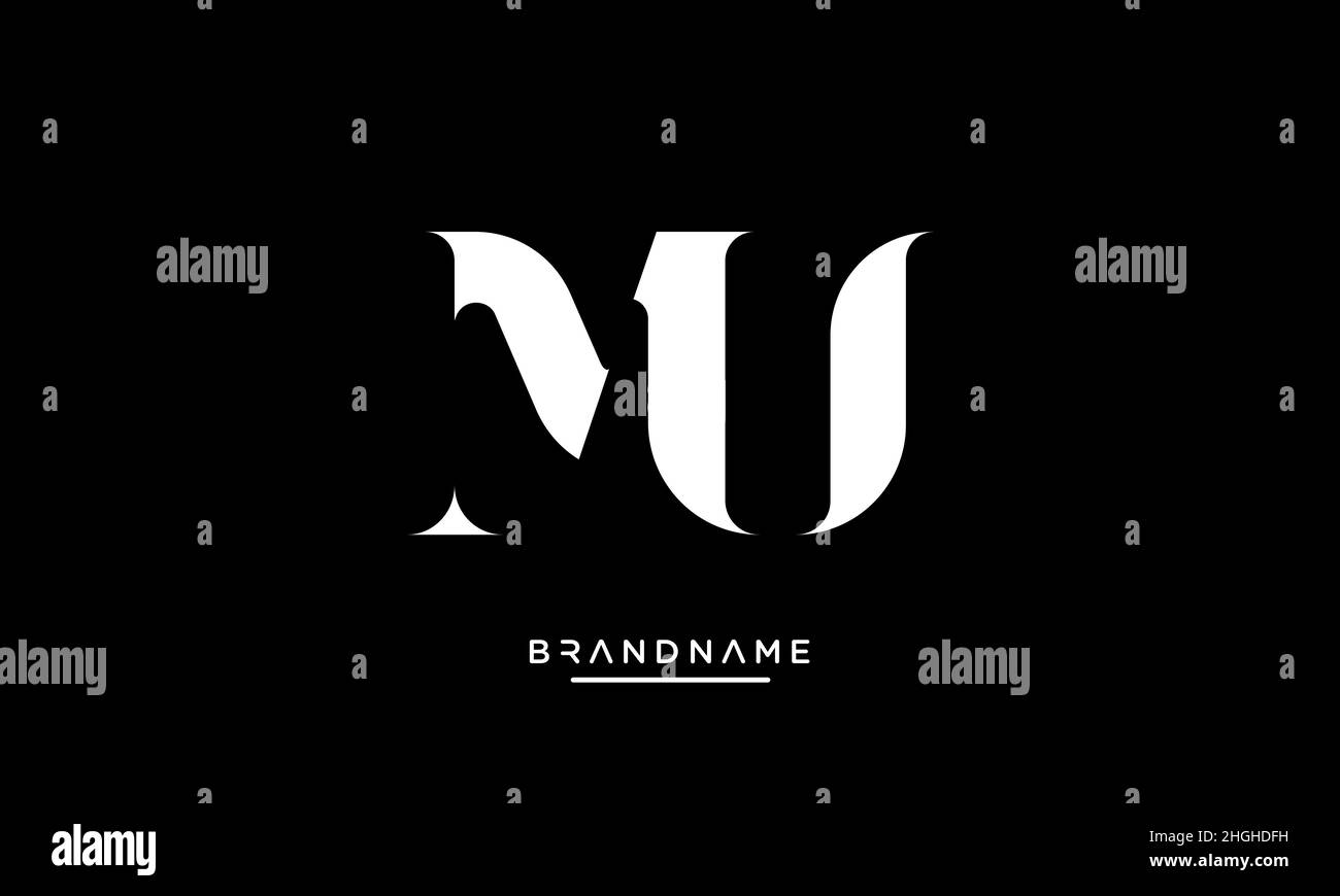 Moderna lettera astratta MU, logo UM. MU minima, vettore icona basato su UM iniziale Illustrazione Vettoriale