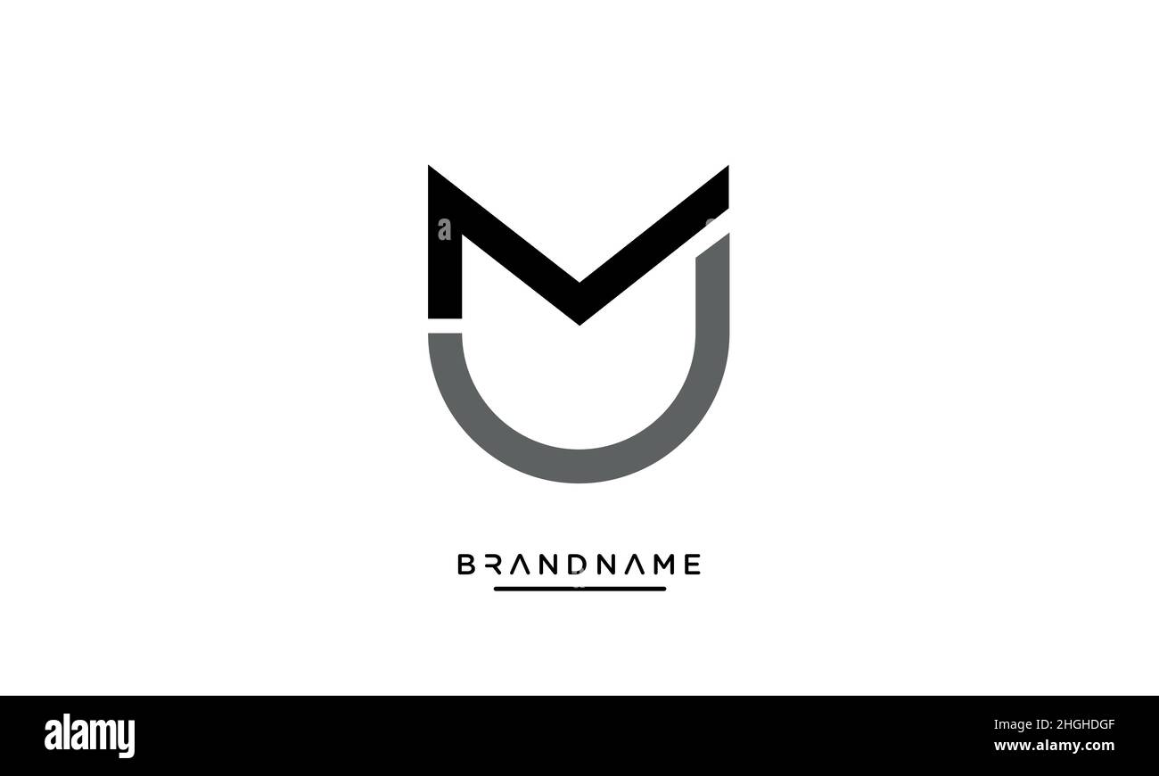 Moderna lettera astratta MU, logo UM. MU minima, vettore icona basato su UM iniziale Illustrazione Vettoriale