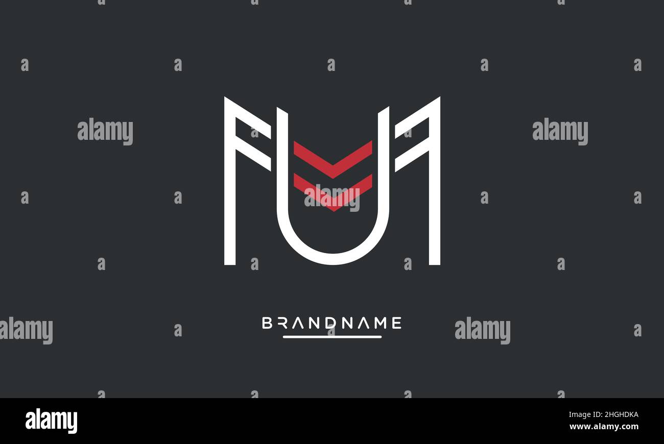 Moderna lettera astratta MU, logo UM. MU minima, vettore icona basato su UM iniziale Illustrazione Vettoriale
