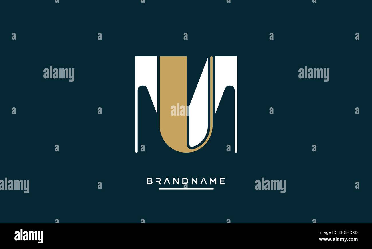 Moderna lettera astratta MU, logo UM. MU minima, vettore icona basato su UM iniziale Illustrazione Vettoriale