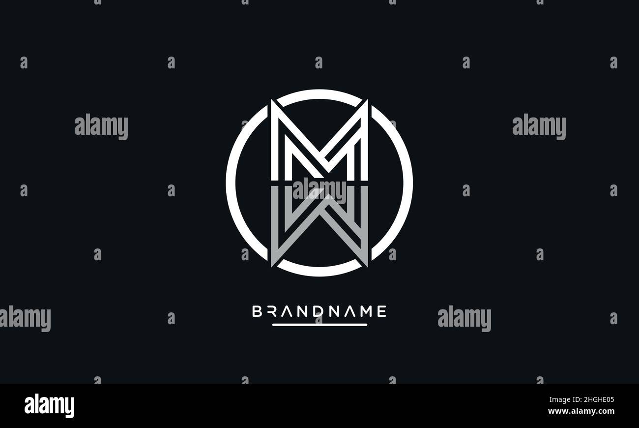 Moderna lettera astratta MW, WM logo design. Vettore icona basato su MW minimo, WM iniziale Illustrazione Vettoriale
