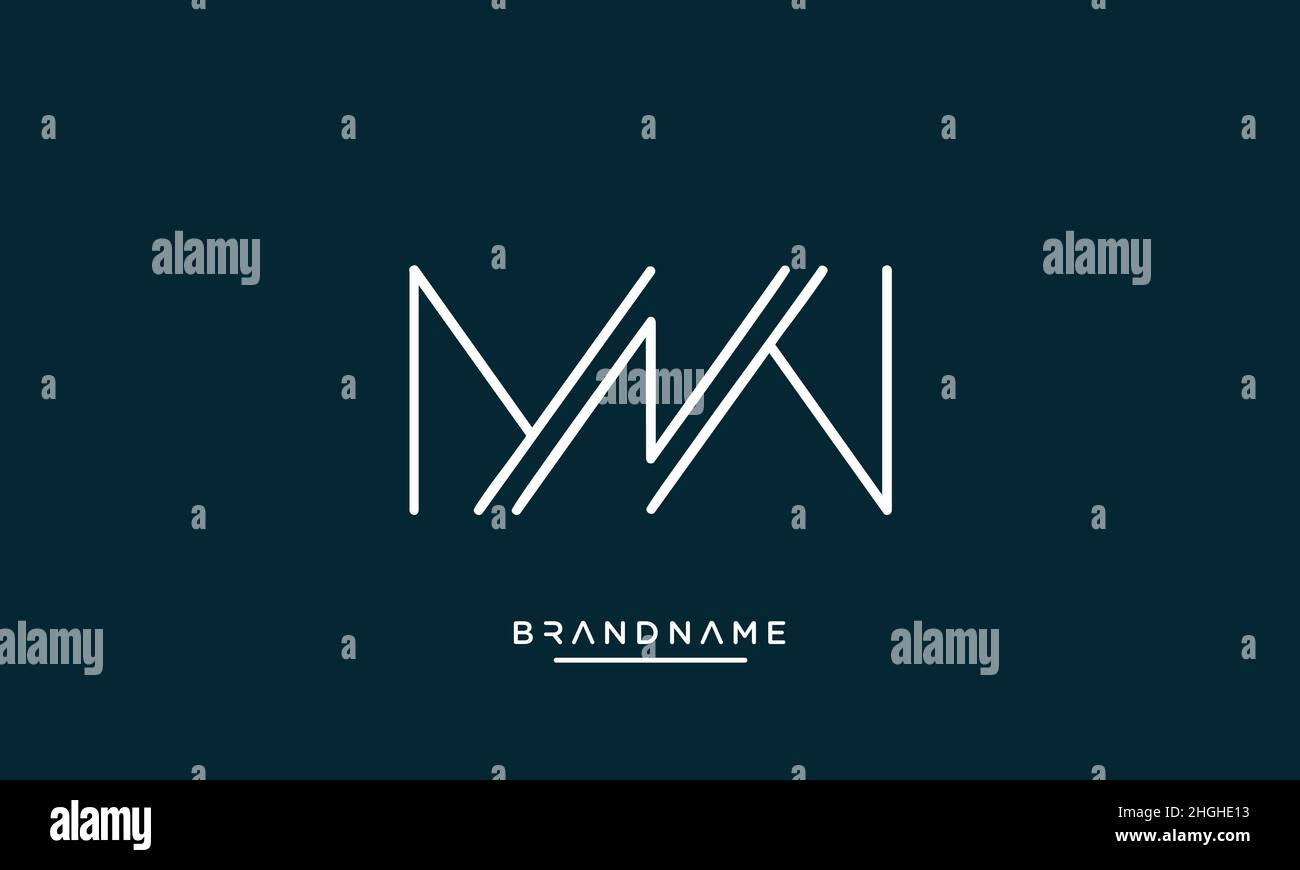 Moderna lettera astratta MW, WM logo design. Vettore icona basato su MW minimo, WM iniziale Illustrazione Vettoriale