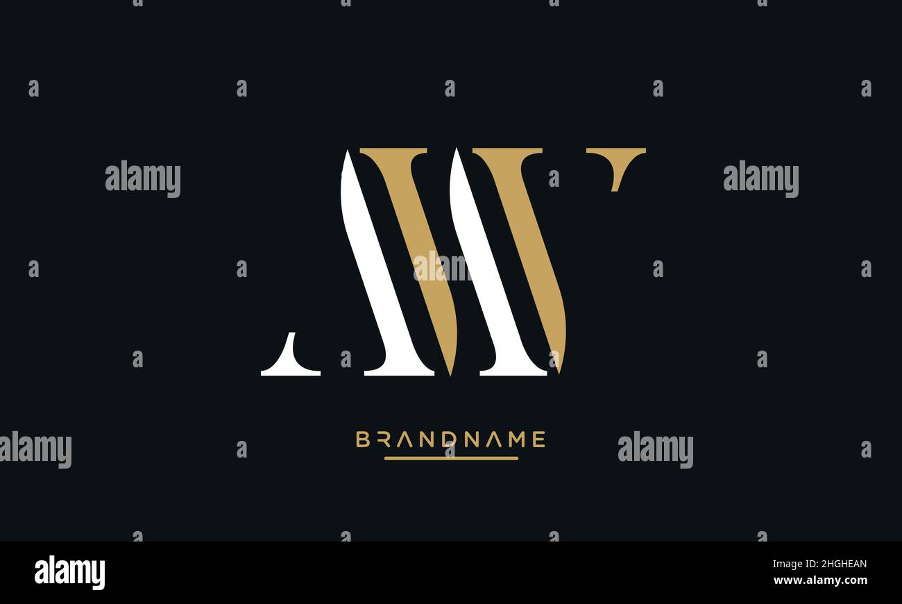 Moderna lettera astratta MW, WM logo design. Vettore icona basato su MW minimo, WM iniziale Illustrazione Vettoriale