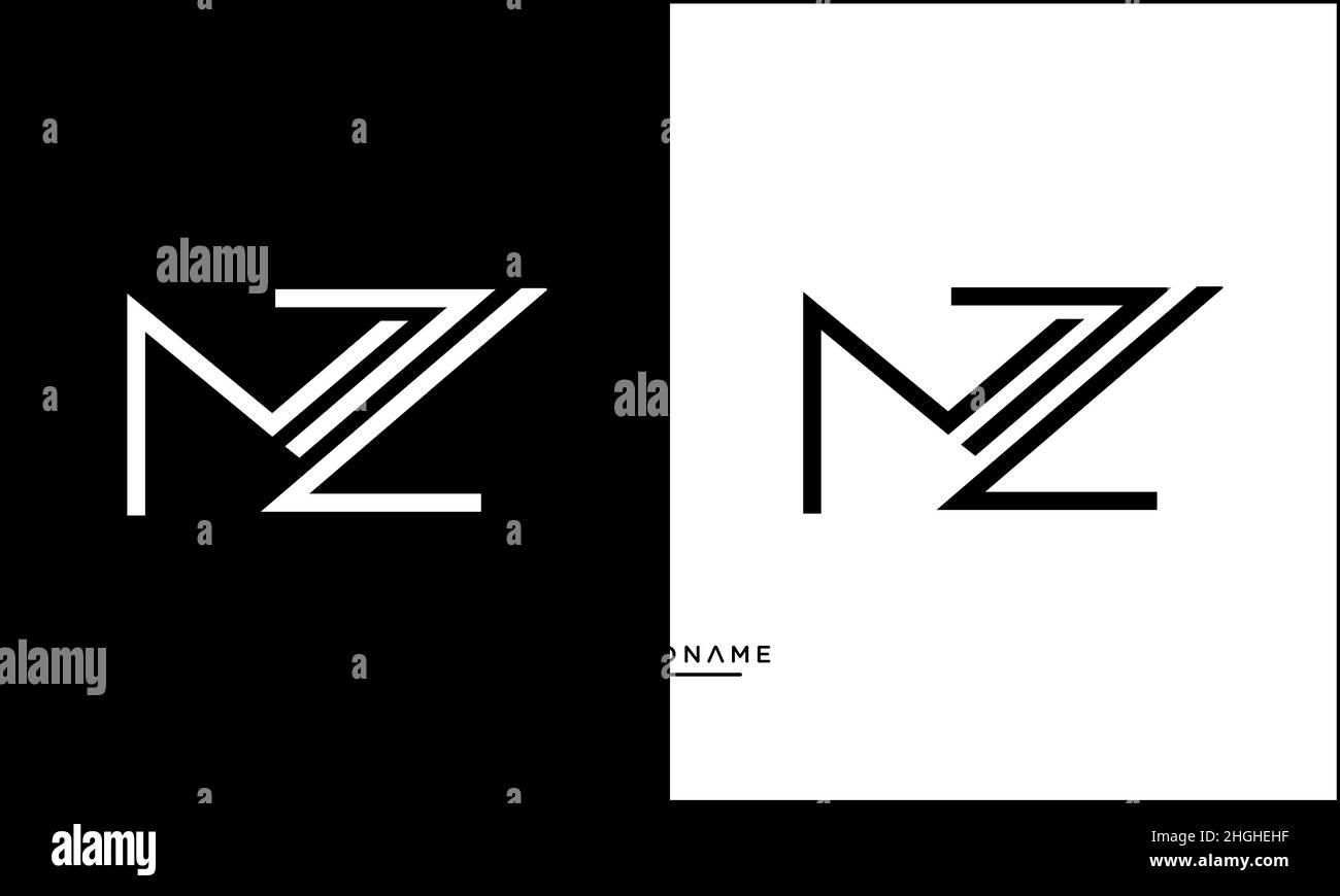 Moderna lettera astratta MZ, logo ZM design. MZ minimo, vettore icona basato su ZM iniziale Illustrazione Vettoriale