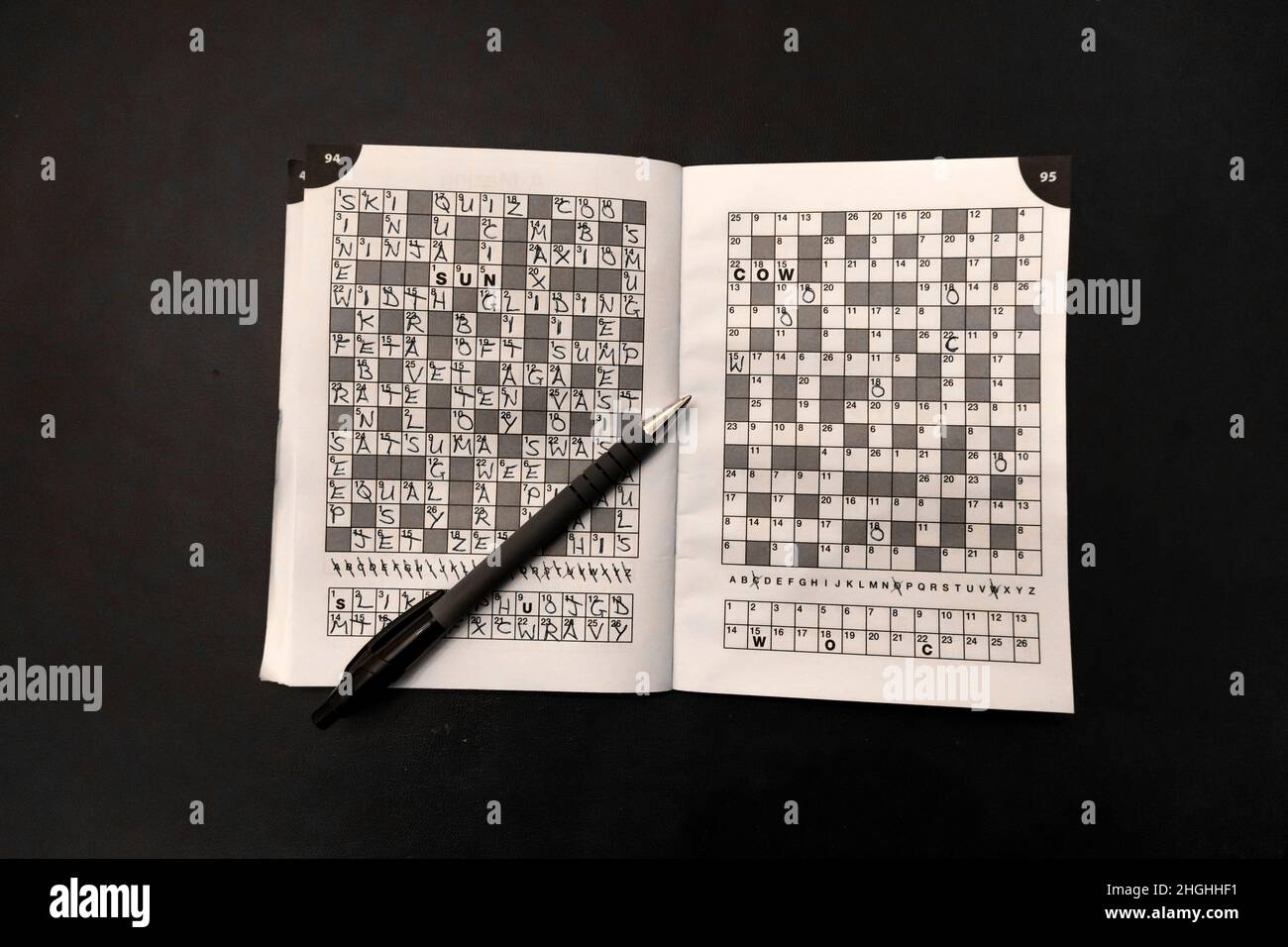 Libro di puzzle e penna Codebreaker Foto Stock