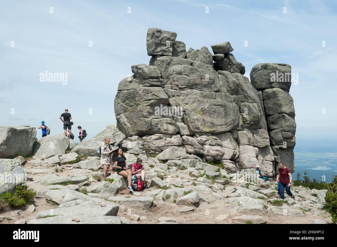 Sulla strada per Śnieżka, basso Voivodato silesiano, nel sud-ovest della Polonia, in Europa Foto Stock