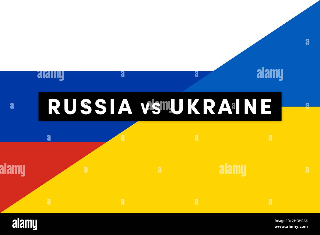 Conflitto tra Russia e Ucraina concetto di guerra. Sfondo bandiera russa e Ucraina. Foto Stock