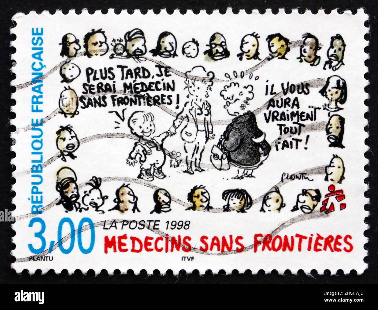 FRANCIA - CIRCA 1998: Un francobollo stampato in Francia mostra Medici senza frontiere, circa 1998 Foto Stock