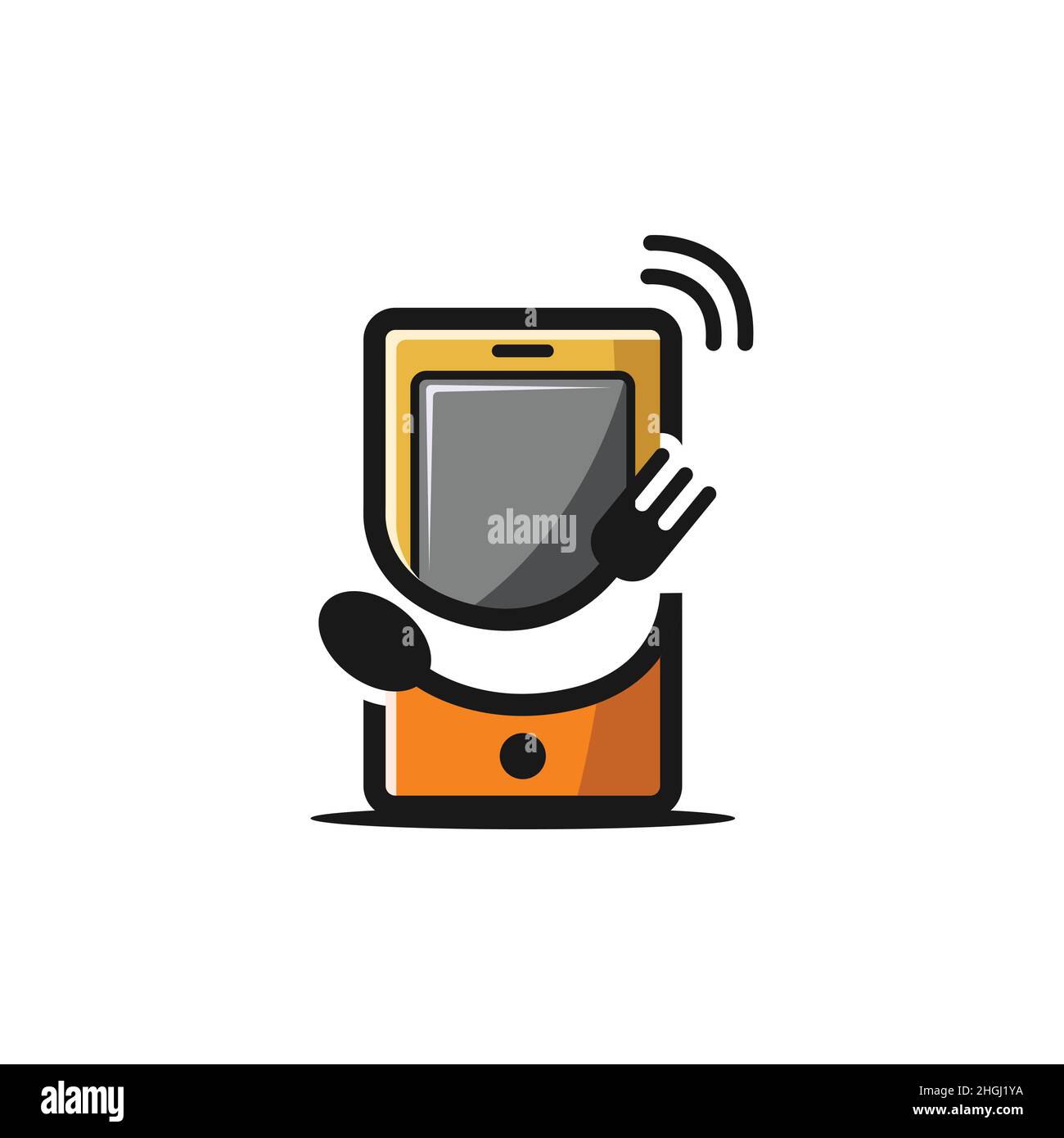 Online Food o smart apps online food flat design vettoriale. Logo per i servizi di consegna e ordinazione di alimenti per applicazioni mobili intelligenti Illustrazione Vettoriale