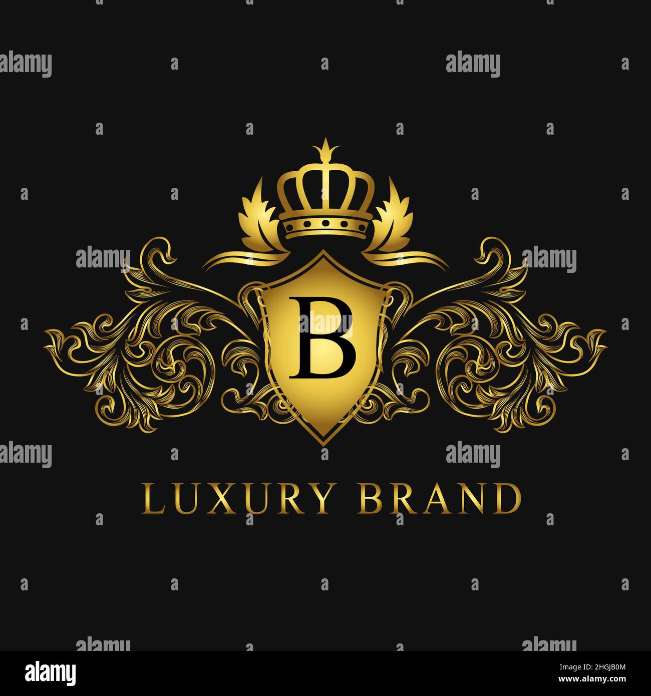 Logo Luxury Letter R con corona Foto Stock