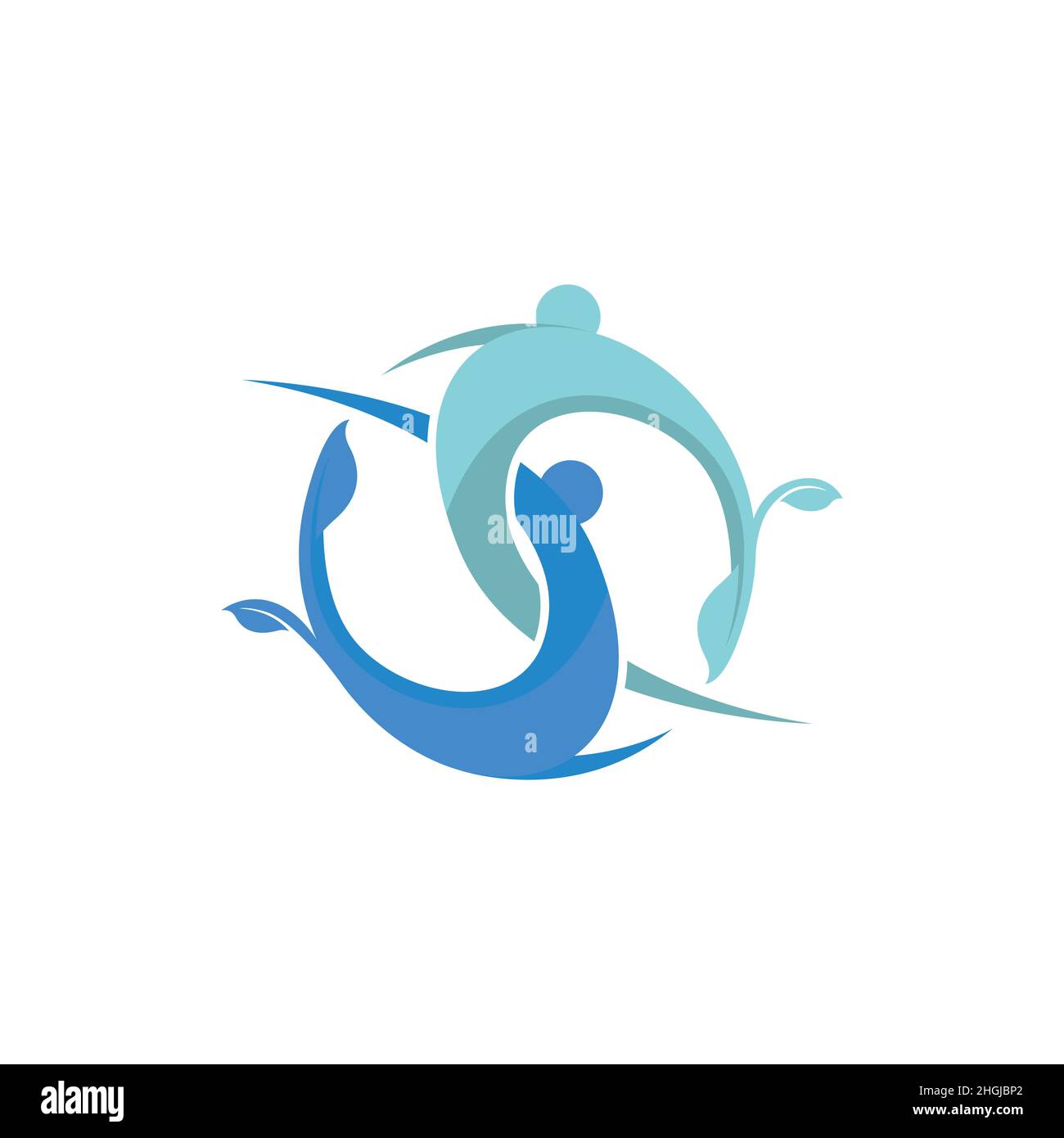 Salute mentale e terapia fisica logo vettore di disegno. Logo di salute mentale con due persone astratte figura per raggiungere il benessere Illustrazione Vettoriale