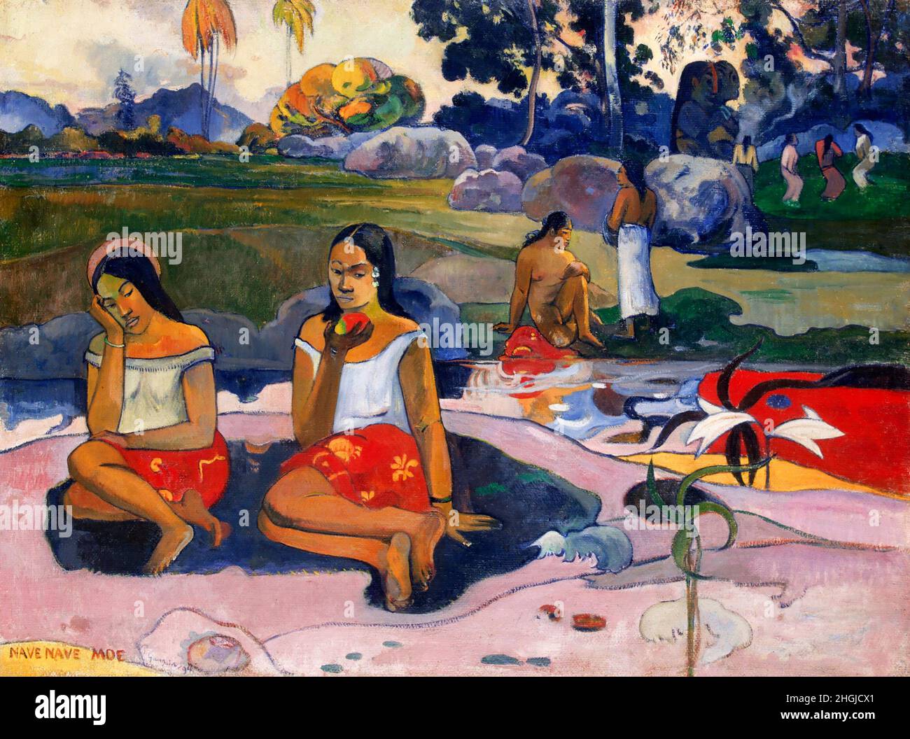 Primavera Sacra: Dolci sogni (navata navata moe) di Paul Gauguin (1848-1903), olio su tela, 1894 Foto Stock
