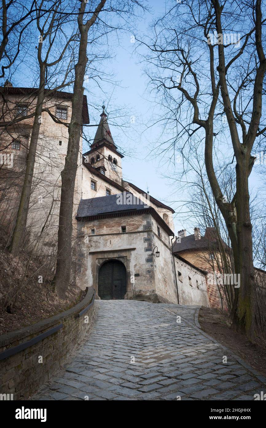 Porta d'ingresso al castello medievale di Orava, Europa centrale, Slovacchia. Foto Stock