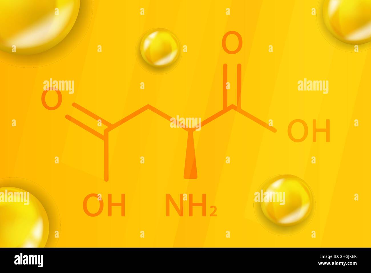 Formula chimica dell'acido aspartico. Acido aspartico 3D struttura molecolare chimica realistica Illustrazione Vettoriale