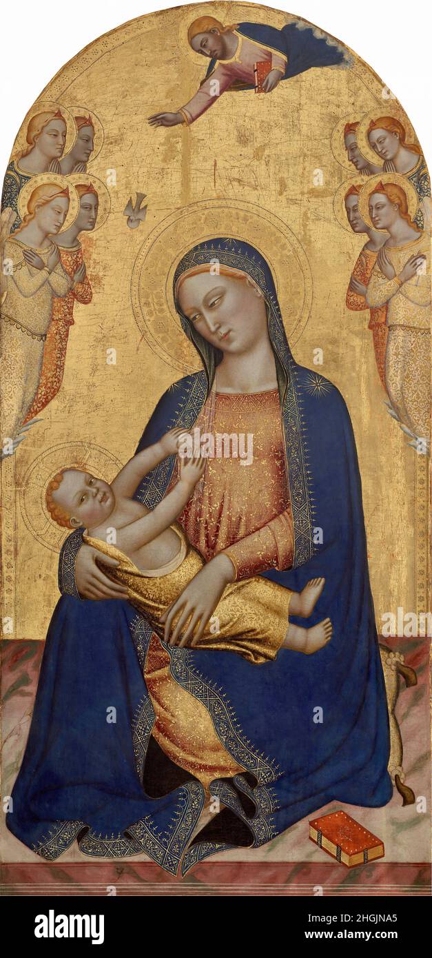 Madonna col Bambino con Dio il Padre Benedizione e Angeli - 1370 75 - tempera su tavola 139,8 x 67,5 cm - di Cione Jacopo Foto Stock