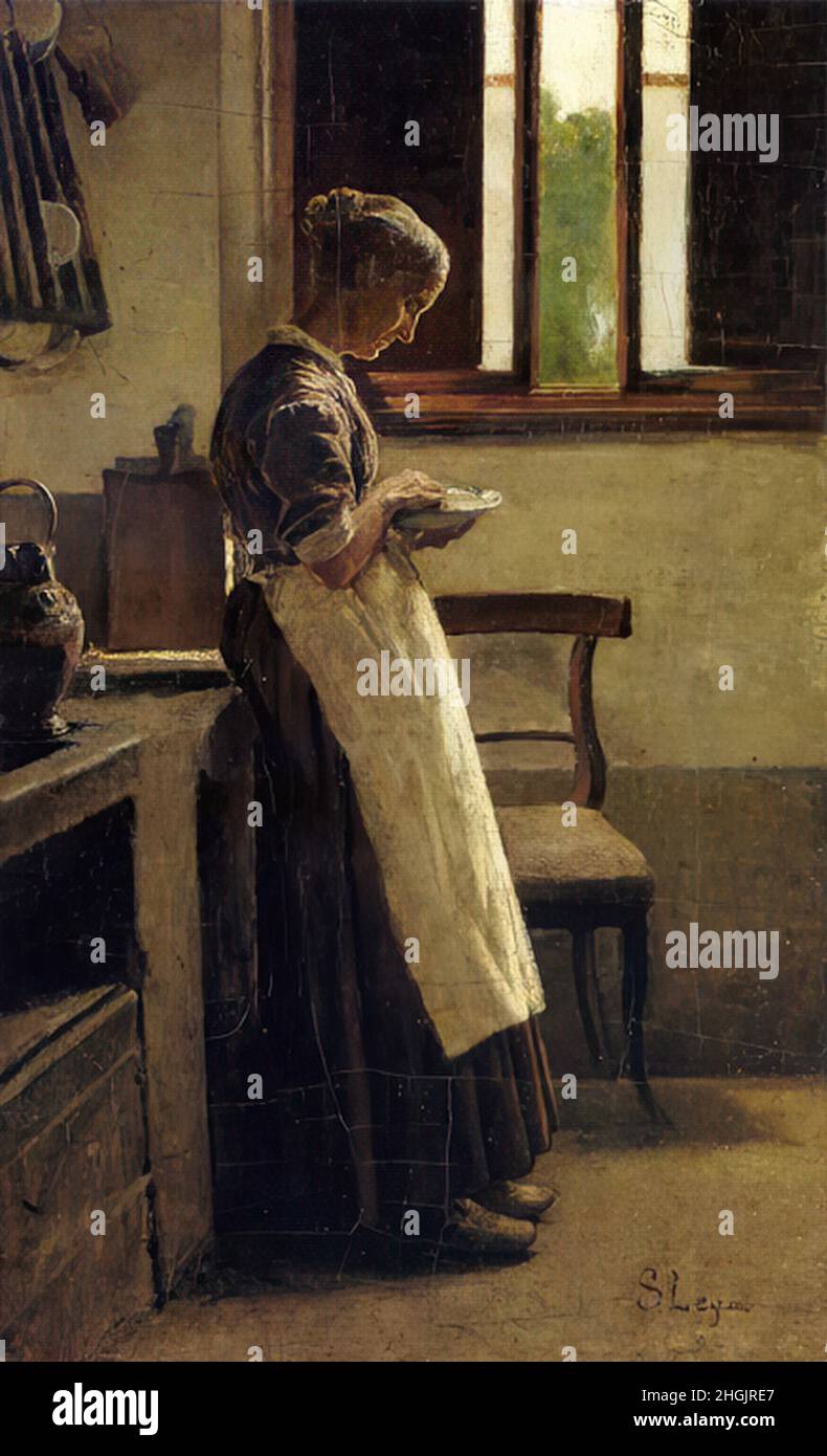 Lega Silvestro - Collezione privata - Figura di donna in cucina - 1872 73 - olio su tela 49,8 x 31,7 cm - Foto Stock
