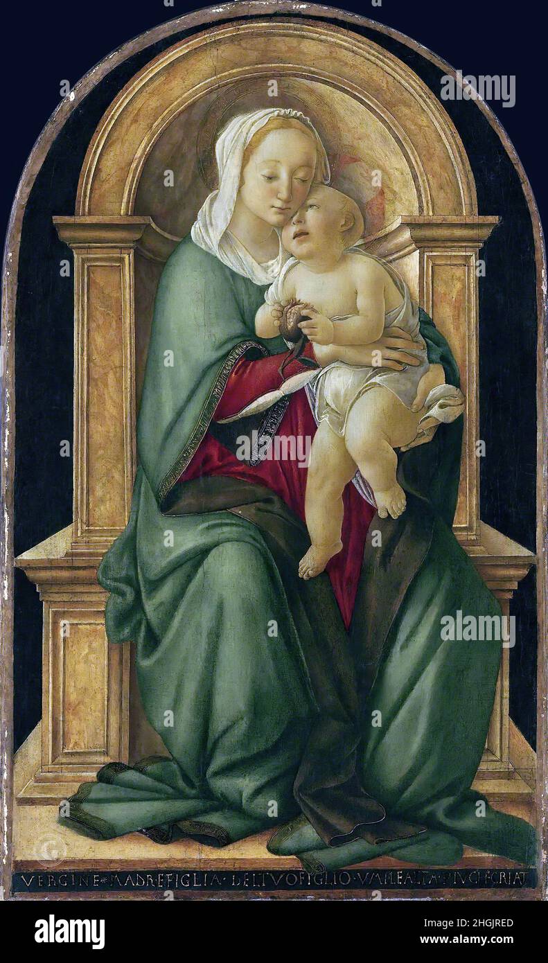 La Madonna col Bambino con melograno - no date - tempera e olio su legno 73,7 x 43,2 cm - Botticelli Sandro Foto Stock