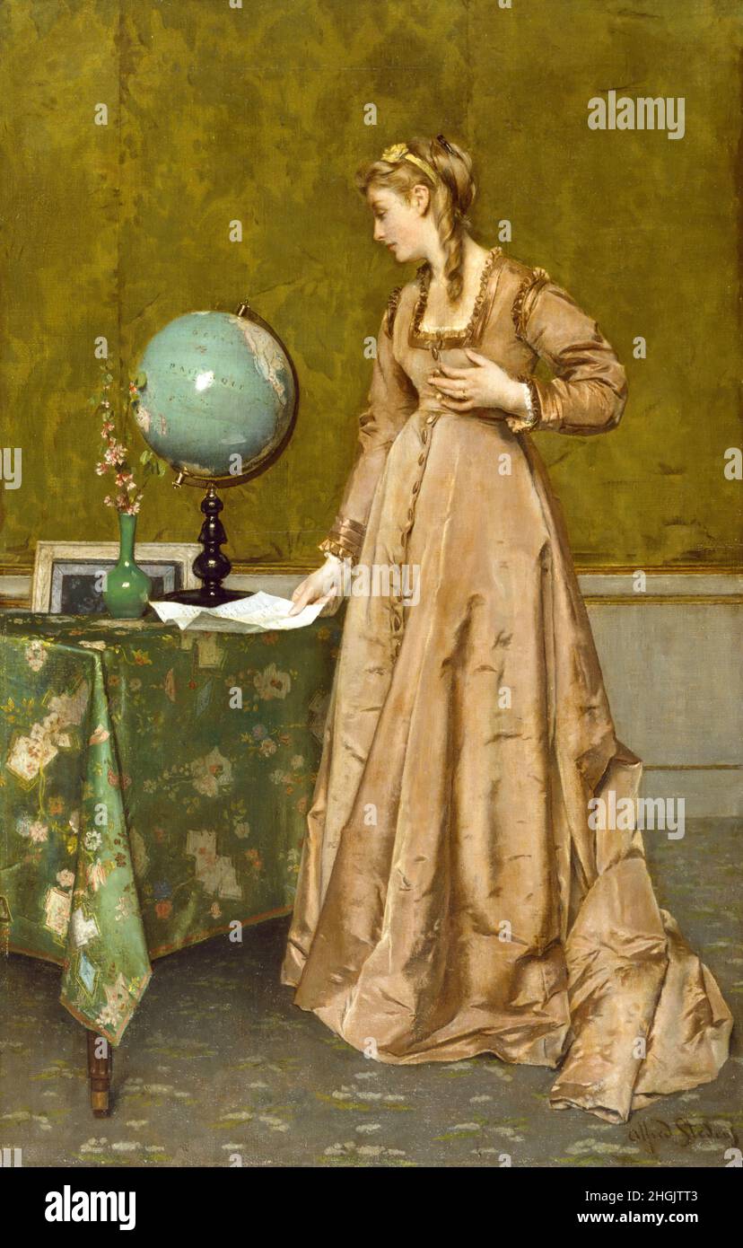 Notizie da Afar - 1860c. - olio su tela 62,7 x 40,5 cm - Stevens Alfred Foto Stock