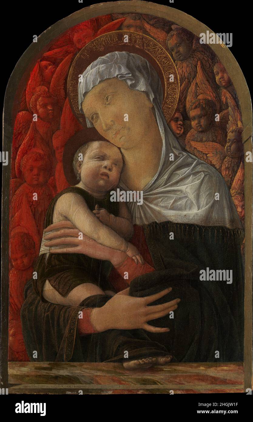Madonna col Bambino con Serafino e cherubini - tempera e oro su legno 44,1 x 28,6 cm - mwxMantegna Andrea Foto Stock