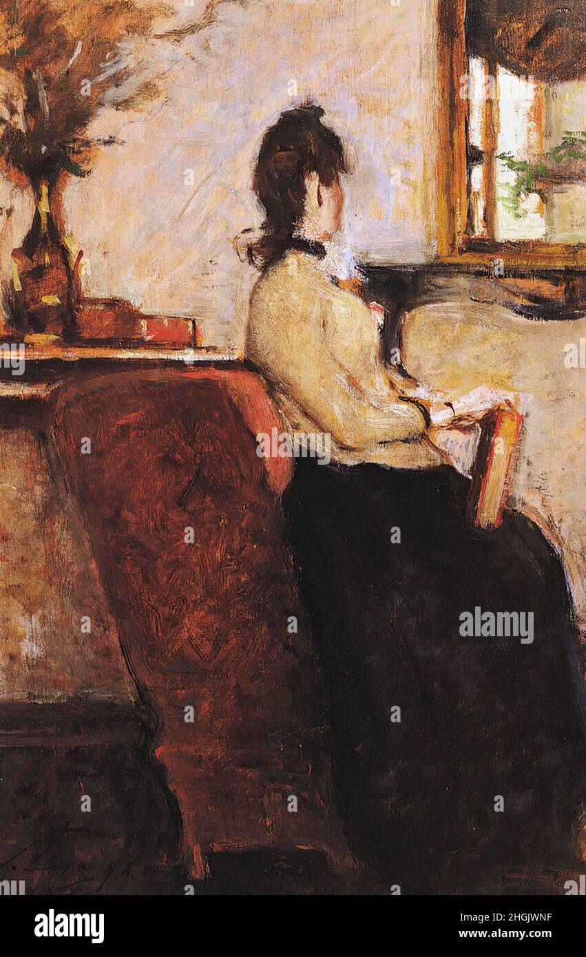 Lega Silvestro - Collezione privata - in attesa - 1894 - olio su tela 37 x 35 cm - Foto Stock