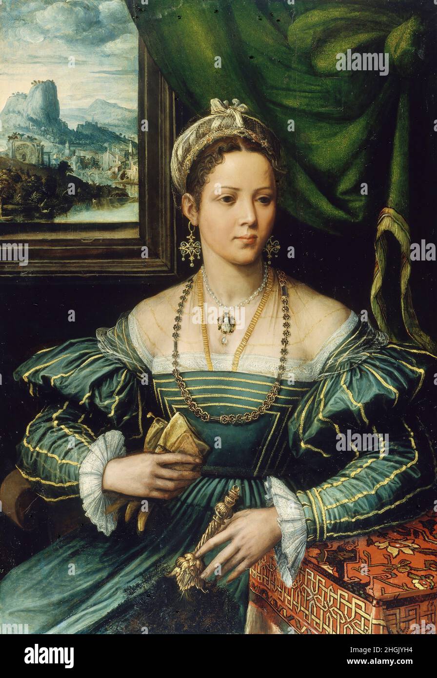 Ritratto di Signora - 1527 37 - tavola di pioppo 113,7 x 79 cm - Pieter Kempeneer Foto Stock