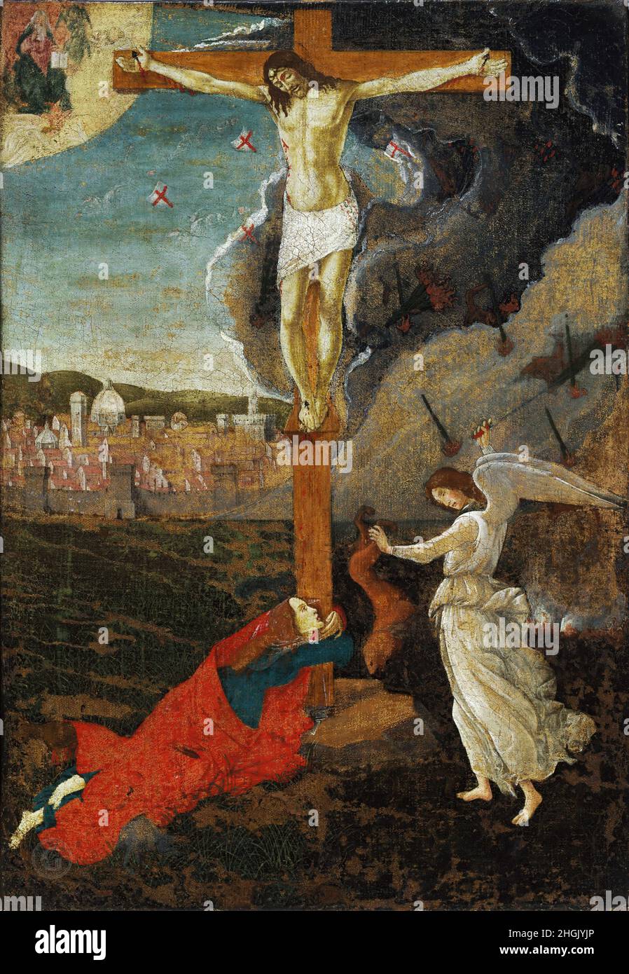 Crocifissione Mystic - 1500C. - temper a e olio su tela trasferita da tavola 72,4 x 51,4 cm - Botticelli Sandro Foto Stock