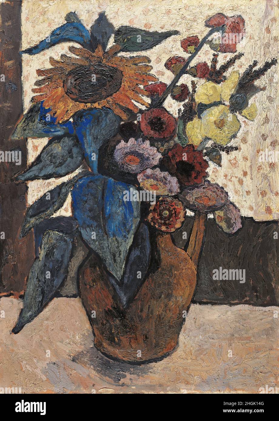 Stillleben mit Sonnenblumen, Stockrosen und Georginen - 1907 - tempera su tela 90 x 65 cm - Modersohn-Becker Paula Foto Stock