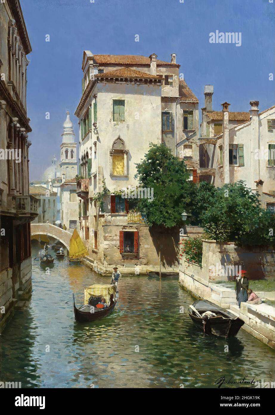 Santoro Rubens - Collezione privata - un pomeriggio di sole su un canale veneziano - data sconosciuta - olio su tela 39,3 x 28,2 cm - Foto Stock