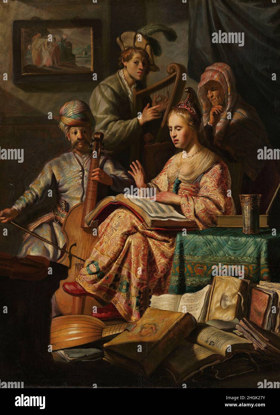 Azienda musicale - 1626 - olio su legno 63,5 x 48 cm - Rembrandt Foto Stock