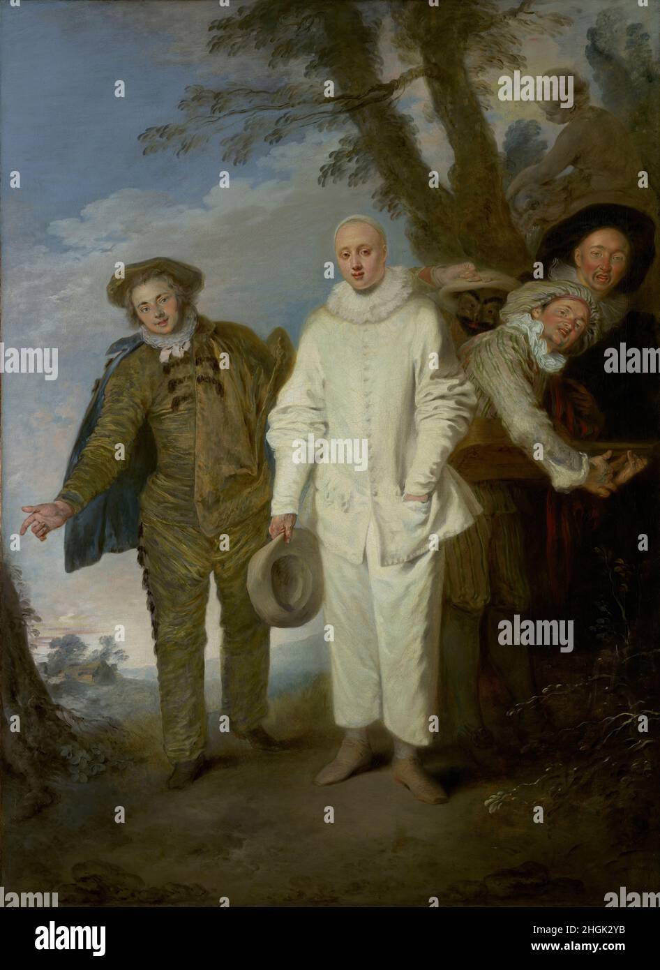 I Comediani italiani - 1720c. - olio su tela 128,9 x 93,3 cm - Watteau Antoine Foto Stock