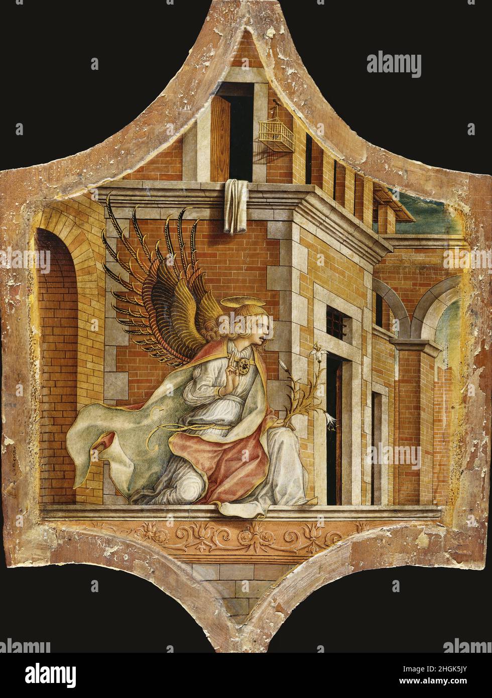 Angelo dell'Annunciazione - 1482 - tavola di pioppo 36,4 x 44,5 cm - Crivelli Carlo Foto Stock