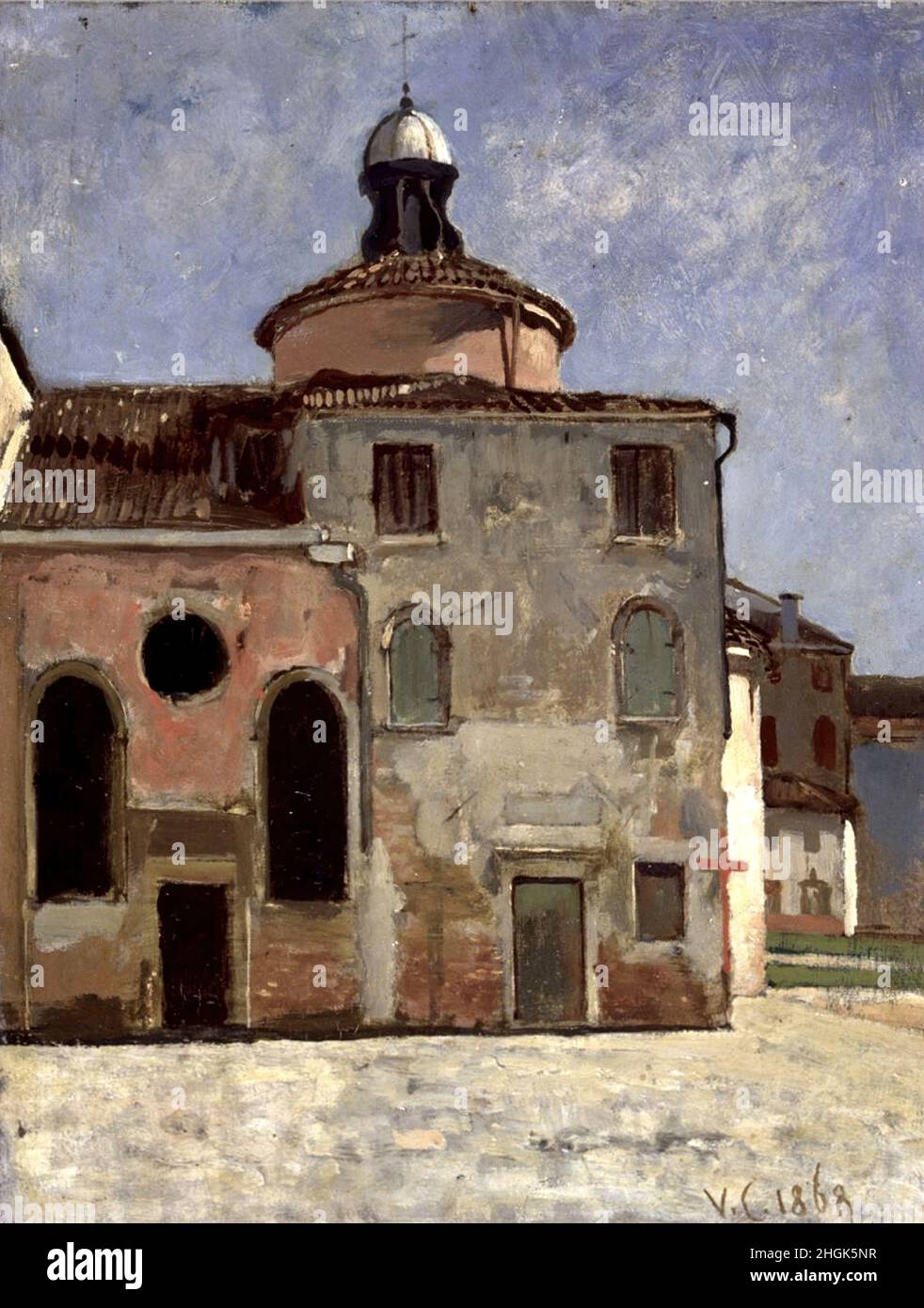 Casa a Venezia - 1868 - olio su legno 27 x 21 cm - Cabianca Vincenzo Foto Stock