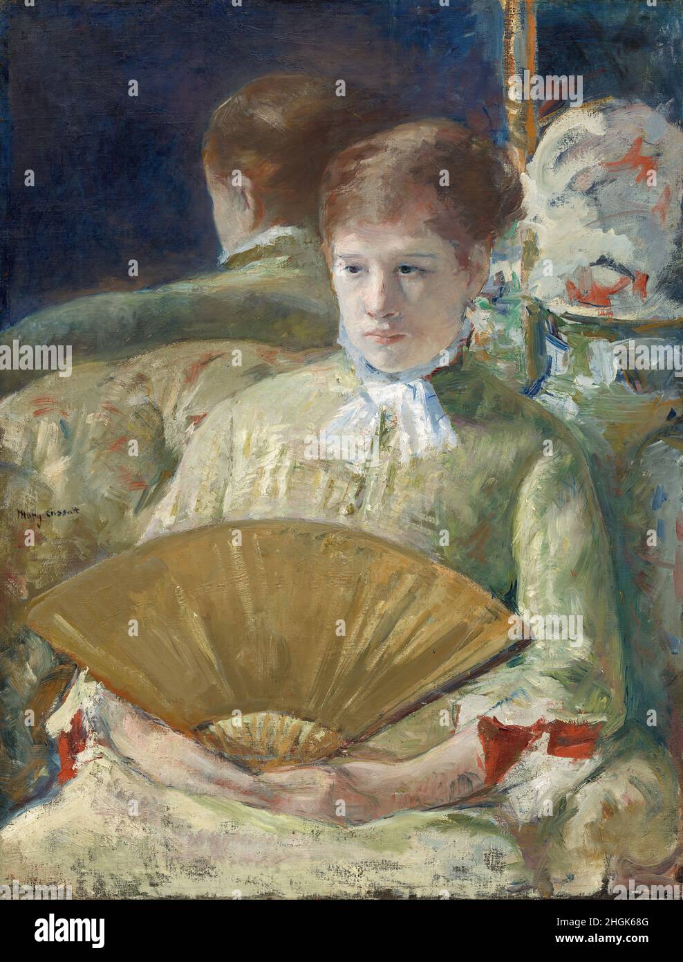 Donna con un ventilatore - 1878 79 - olio su tela 85,5 x 65,1 cm - Cassatt Mary Foto Stock