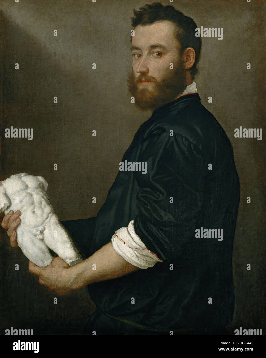 Lo scultore Alessandro Vittoria - olio su tela 700 x 875 cm - Moroni Giovanni Battista Foto Stock