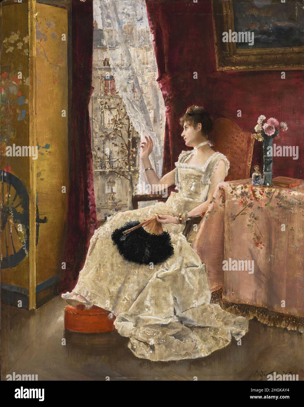 Stevens Alfred - Collezione privata - Rêverie - 1885c. - olio su legno 48 x 37,5 cm Foto Stock