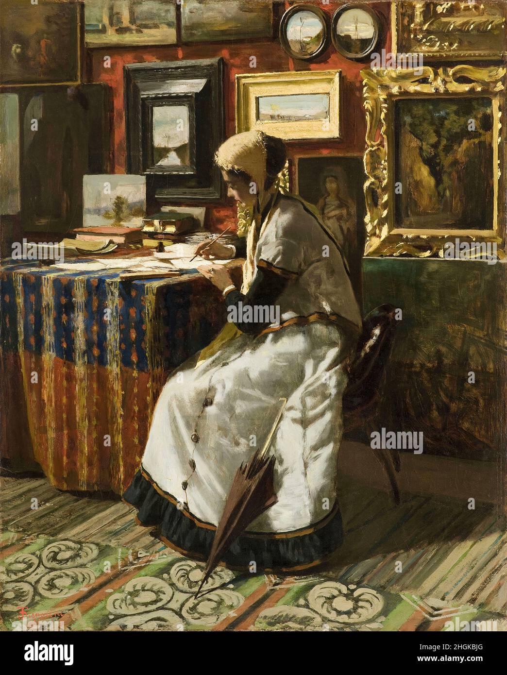 Non potendo aspettare - 1867 - olio su tela 46 x 37 cm - Signorini Telemaco Foto Stock