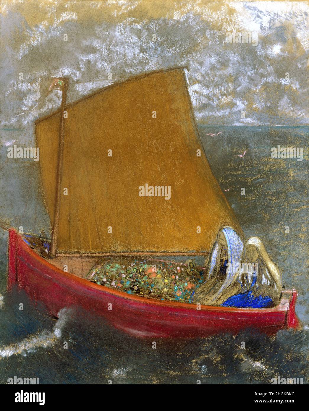 Redon, Odilon - La Voile jaune (il colore giallo vela) Foto Stock