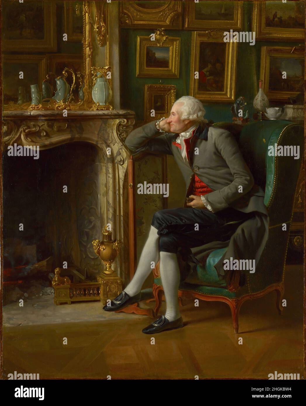 Il Barone di Besenval nel suo salone - 1791 - olio su tela 46,5 x 37 cm - Danloux Henri-Pierre Foto Stock