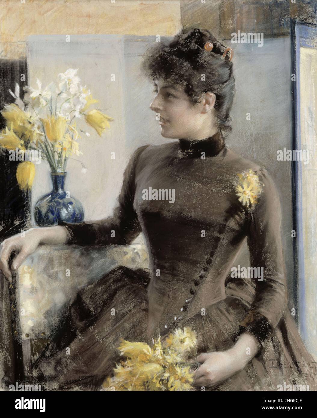 Parisienne - 1885 - pastello su tela 66,5 x 54 cm - Edelfelt Albert Foto Stock
