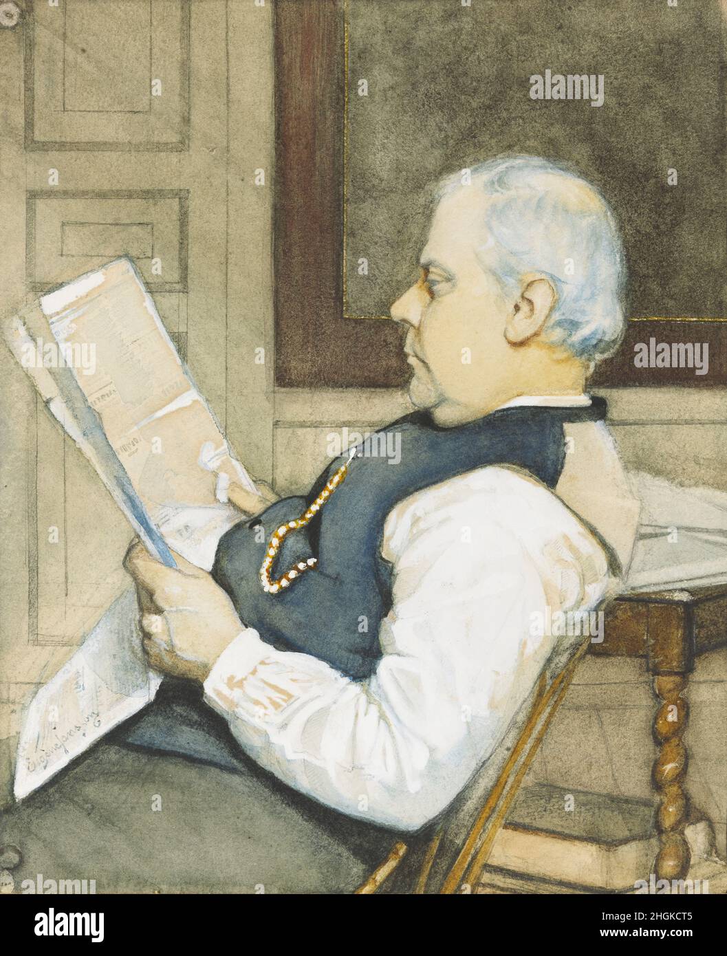 Ritratto del Padre dell'artista - 1888 - guazzo 30 x 24,5 cm - Jansson Eugène Foto Stock