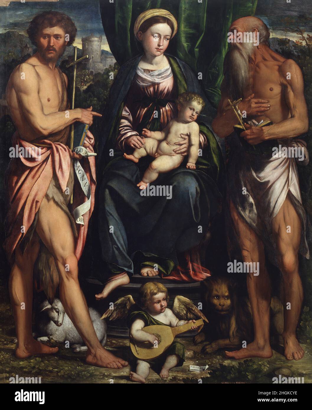 Madonna con il Bambino e i Santi Giovanni Battista e Girolamo - 1526 - tempera su tavola 215 x 188 cm - sl14 Foto Stock